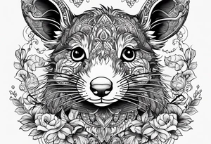 Wood rat, feminine, gentle, beautiful, seen from underneath tattoo idea