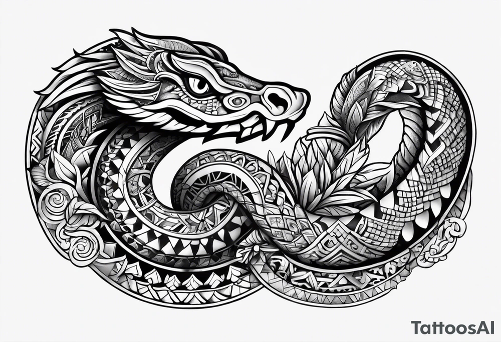 aztec snake sleeve tattoo idea