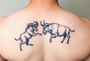 ram and a bull fighting tattoo idea