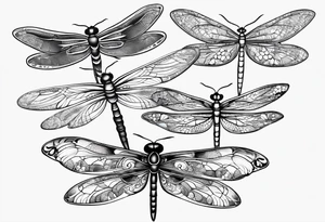 4 dragonflies flying together simple tattoo idea