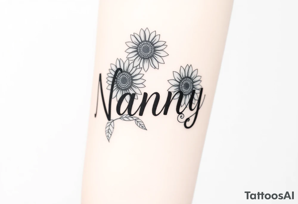 Word Nanny with sunflower 
 tattoos tattoo idea
