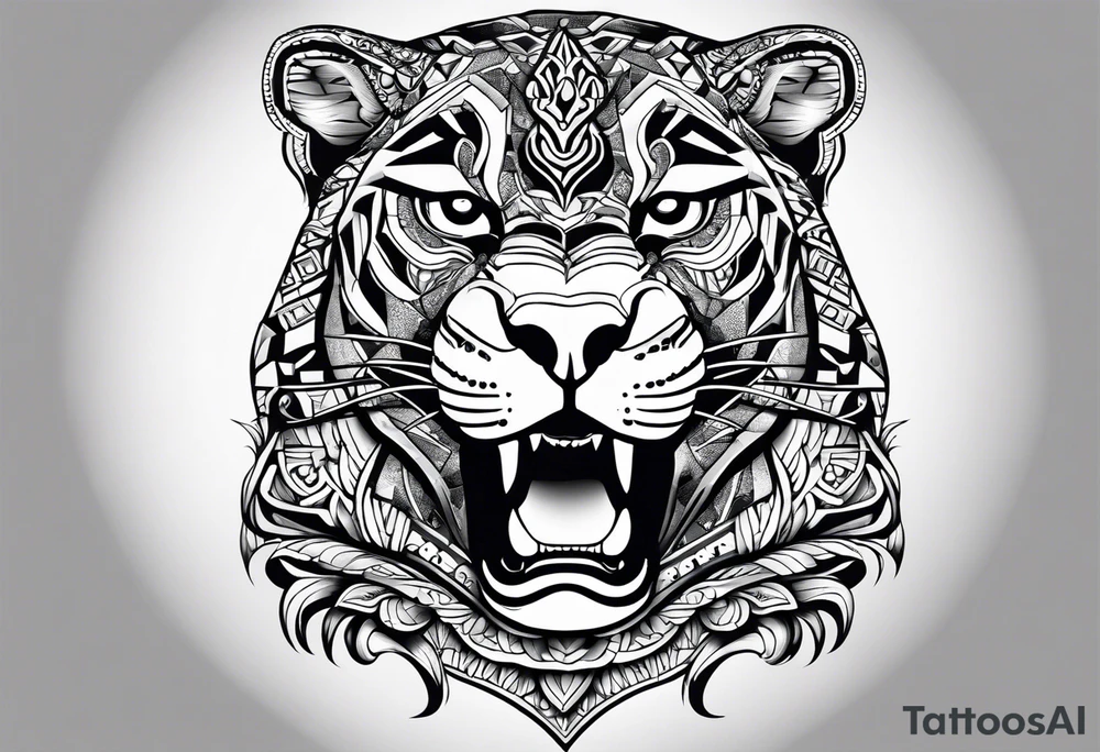 aztec black jaguar sitting tattoo idea