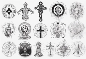 The study of human body and religion combined with emphasis on math and physics tattoo idea