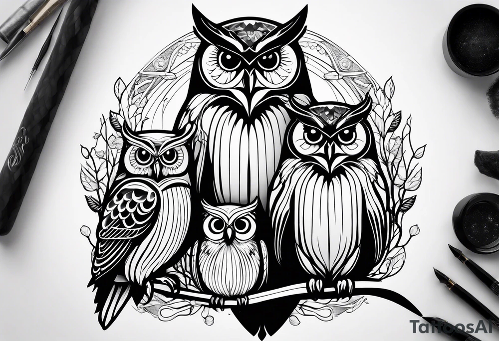 Owl family tattoo idea