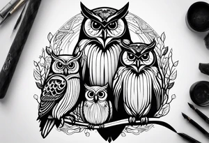 Owl family tattoo idea