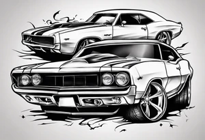 Muscle car funny design tattoo idea