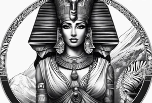 Sleeve with cleopatra, Horus tattoo idea