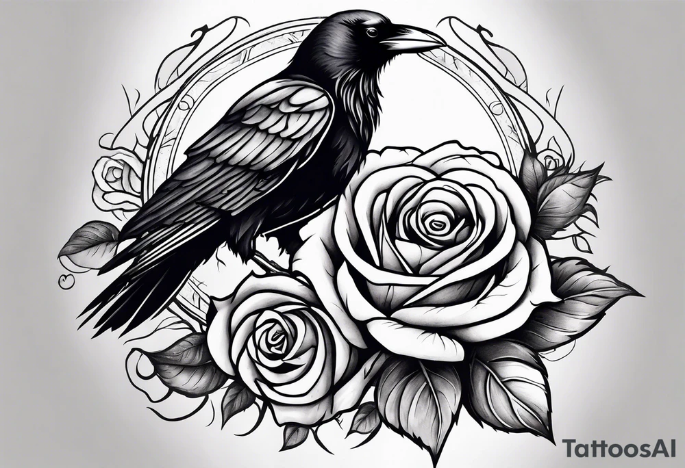 Raven holding  rose    arm tattoo tattoo idea