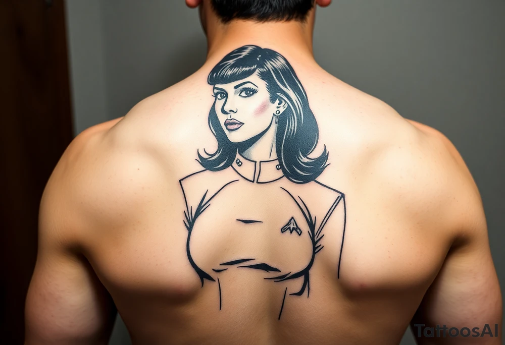 bettie page dressed as a star trek officer tattoo idea