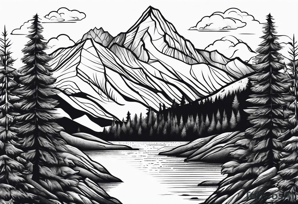 Mountains, travel, adventure, trees, tattoo idea