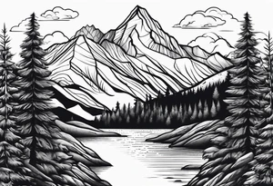 Mountains, travel, adventure, trees, tattoo idea