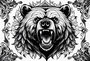 angry bear tattoo idea