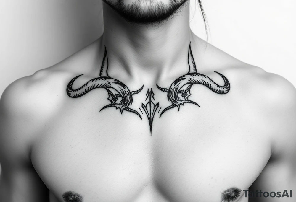 Feminine Tattoo with horns just barley touching collarbone tattoo idea Feminine Tattoo with horns just barley touching collarbone tattoo idea