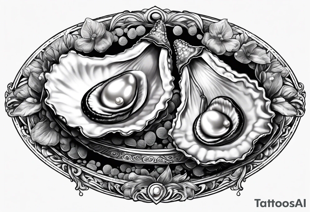 Open oyster with pearl inside tattoo idea