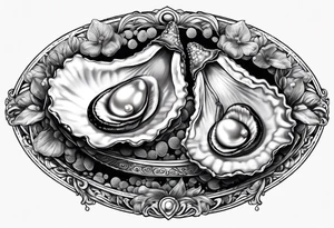 Open oyster with pearl inside tattoo idea