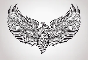 “P” with angle wings small tattoo idea