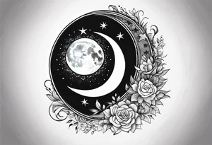 lower back dainty star and moon tattoo tattoo idea