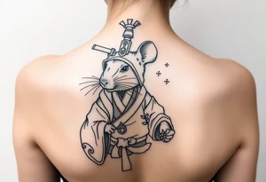 Japanese style tattoo with rat dressed as a Japanese warrior tattoo idea