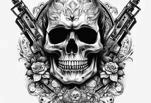 skull with 3 bullets in head tattoo idea