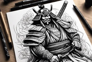 Samurai with mask tattoo idea