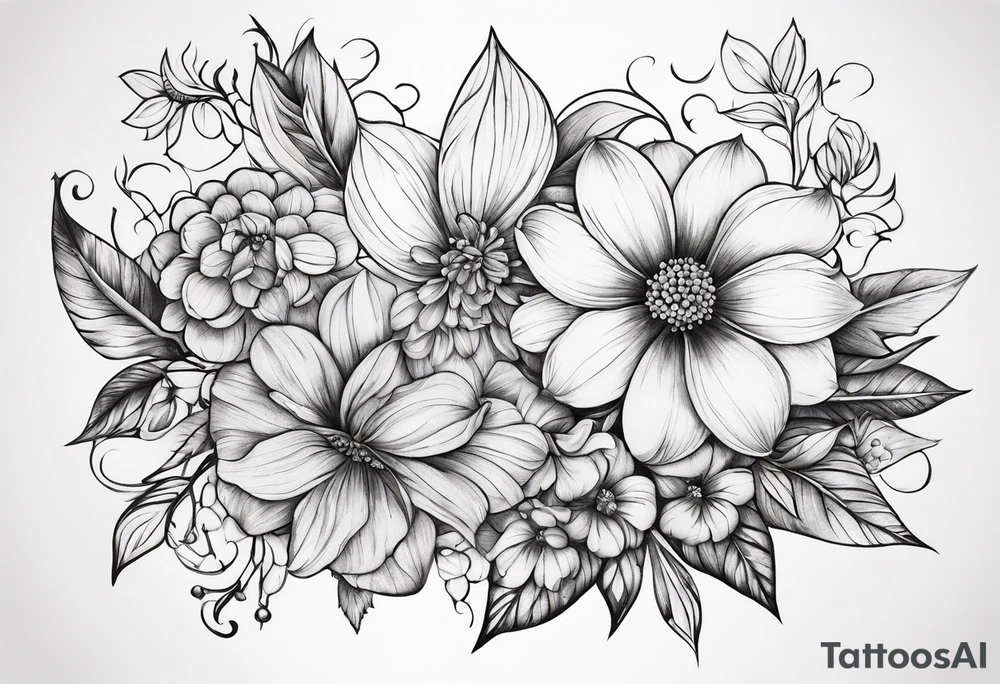 ornaments of flowers tattoo idea