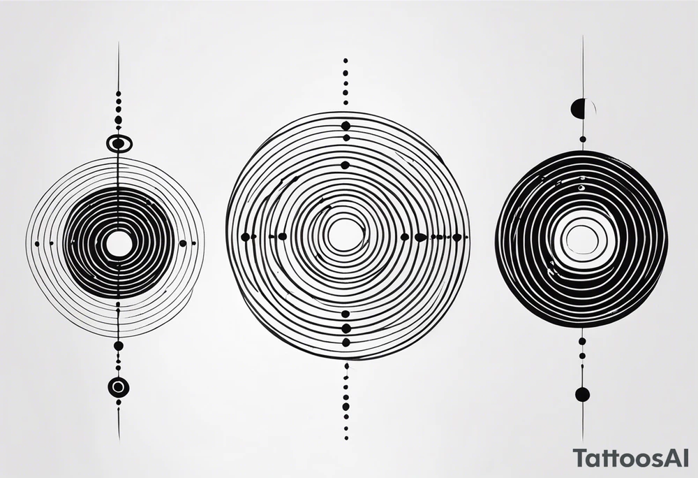 vertical lines with circles and dots tattoo idea