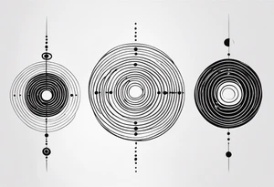 vertical lines with circles and dots tattoo idea