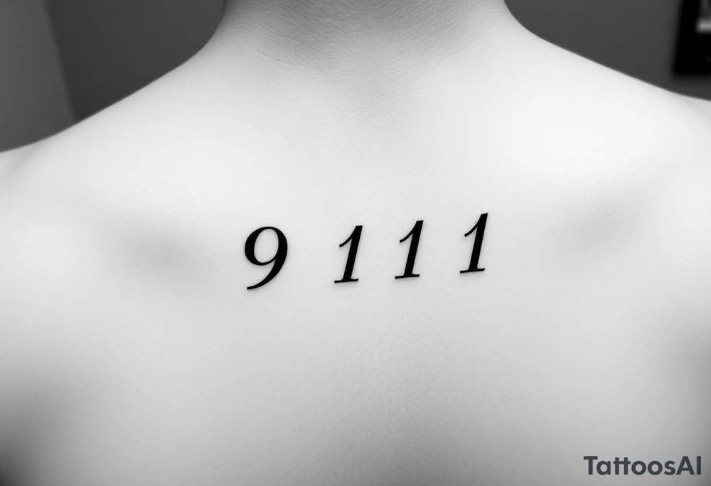Dainty creative girly way to write the numbers 9 1 1 tattoo idea