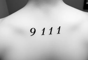 Dainty creative girly way to write the numbers 9 1 1 tattoo idea