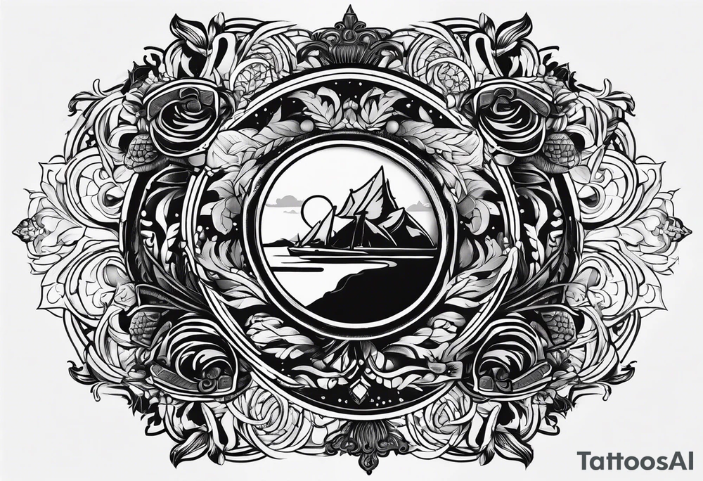 emblem long swork and a scale tattoo idea