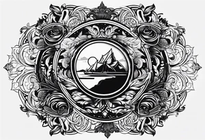emblem long swork and a scale tattoo idea