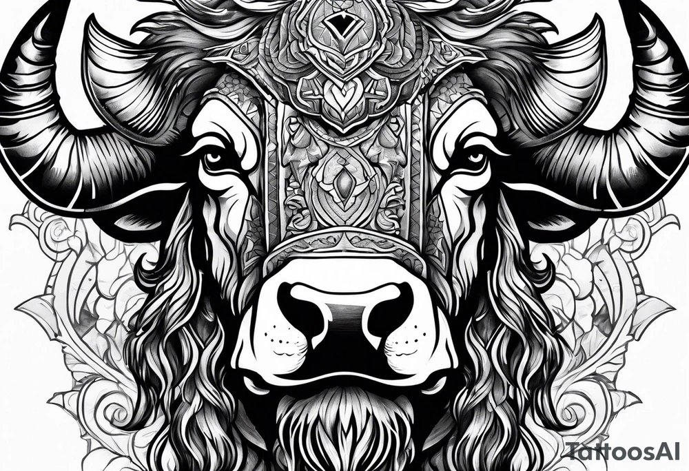 Bison head outline tattoo idea