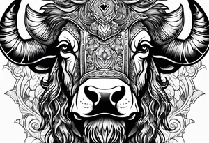 Bison head outline tattoo idea