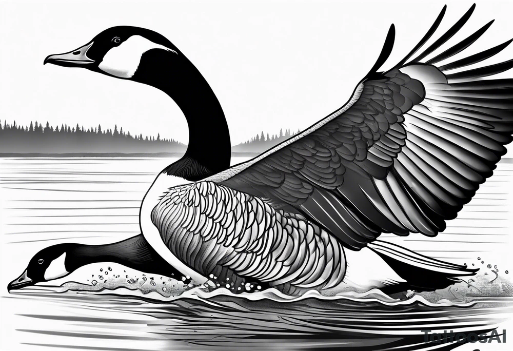 canadian goose trying to fly tattoo idea
