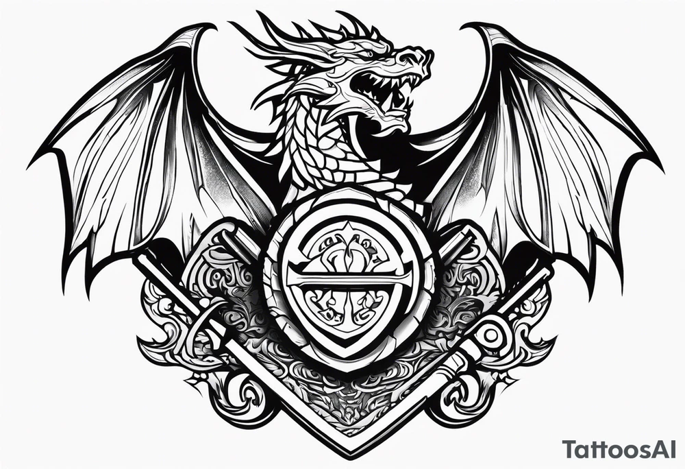 Valhalla sword shield dragon axe tattoo idea