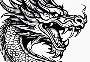 left side profile of a chinese dragon face tattoo idea