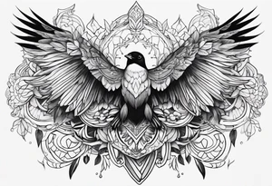 bird face , symmetrical, chest tattoo tattoo idea