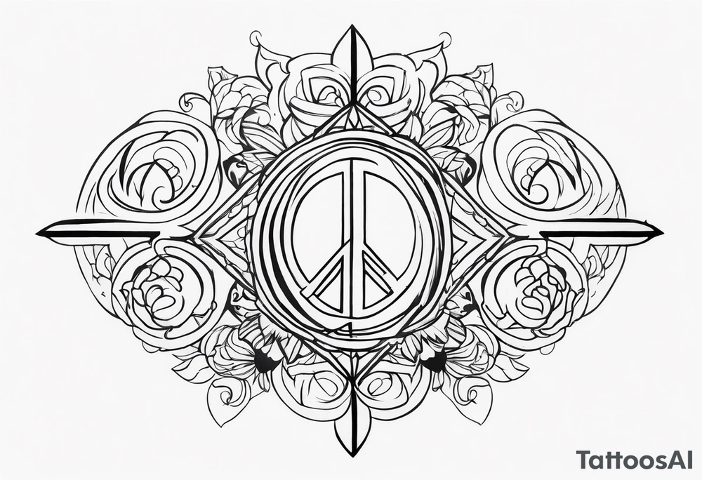 feminine tattoo that is height x width that shows the divine feminine journey through symbols of peace, love and joy Detroit style gangster tattoo idea