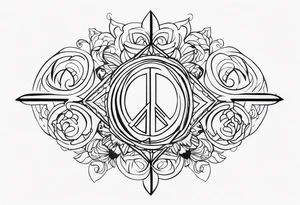 feminine tattoo that is height x width that shows the divine feminine journey through symbols of peace, love and joy Detroit style gangster tattoo idea