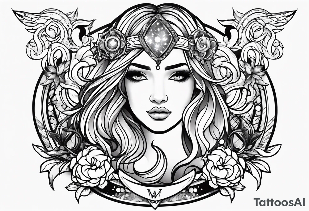 Virgo and Sagittarius zodiac signs blended together tattoo idea