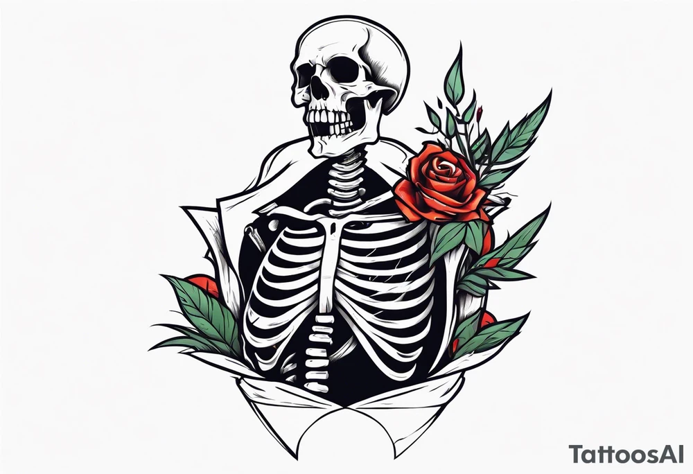 skeleton stabbed through chest with broadswoard tattoo idea