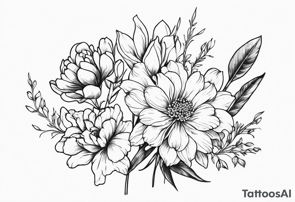 chrysanthemum and gladiolus, with stems tattoo idea