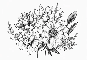 chrysanthemum and gladiolus, with stems tattoo idea