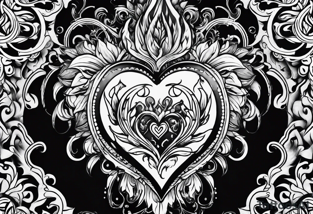 heart on fire tattoo idea