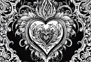 heart on fire tattoo idea