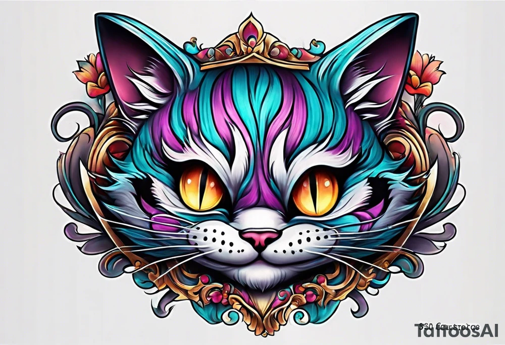 small Cheshire Cat full body tattoo idea