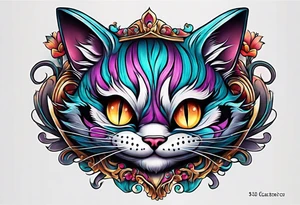 small Cheshire Cat full body tattoo idea