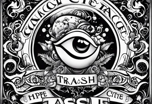 polka trash style tattoo that depicts hope and has lettering that says fuck cancer tattoo idea