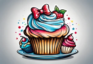Cupcake with sweet and lighthearted imagery tattoo idea