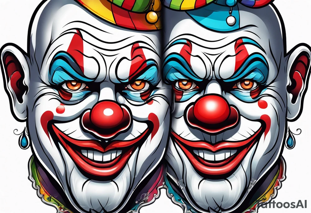 clown split face happy sad tattoo idea